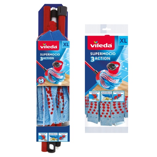 Mop compact Vileda Supermocio 3 Action XL cu rezerva suplimentara