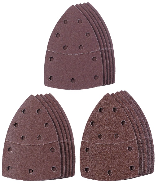 Original Einhell 15 buc. Set de smirghel Delta (accesoriu slefuitor multiplu, 15x smirghel, 150x150x100 mm, aderenta cu velcro, incl. 5x P60, 5x P120, 5x P180)