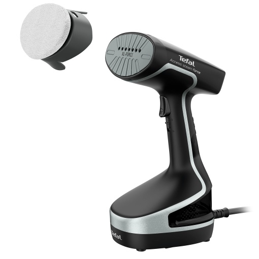 Perie cu abur Tefal Access Steam Force, indreptator de indreptat aburul 2000 wati, rezervor de apa de 190 ml, incalzit si gata de utilizare in doar 25 de secunde, putere de sterilizare a aburului, abur, negru/argintiu, DT8250