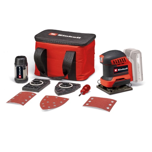 Polizor cu pumn fara fir Einhell TE-OS 18/113 3X Li-Solo Power X-Change (18 V, slefuitor orbital, 3x placi de slefuire inlocuibile, circuit rezonant de 1,8 mm, inclusiv accesorii fara baterie)
