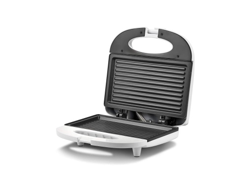 Prajitor de paine Girmi TS03, 750 W, placi antiaderente, maner rezistent la caldura cu inchidere, indicator de putere si temperatura, alb.