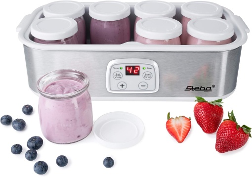 Producator de iaurt Steba pentru iaurt delicios de casa in consistenta perfecta; 8 vase de iaurt din sticla cu capac de 180 ml fiecare; volum total de 1,4 litri; Temperatura reglabila 20-55 degC, JM 3