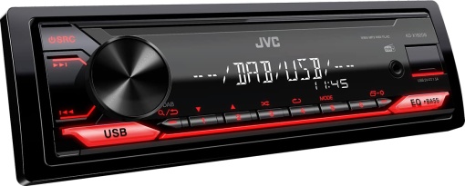 Radio auto USB JVC KD-X182DB cu DAB USB AUX-In 1 x pre-iesire 25V procesor de sunet 4x50W lumina rosie negru