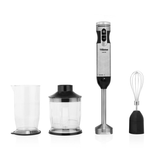 Set blender de mana Tristar MX-4829 - Blender de mana cu accesorii - Functie turbo - 2 lame - 1000 Watt
