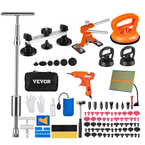 Set reparare caroserie auto VEVOR 107 piese fara vopsire cu ventuze ciocan glisant si pistol de lipit