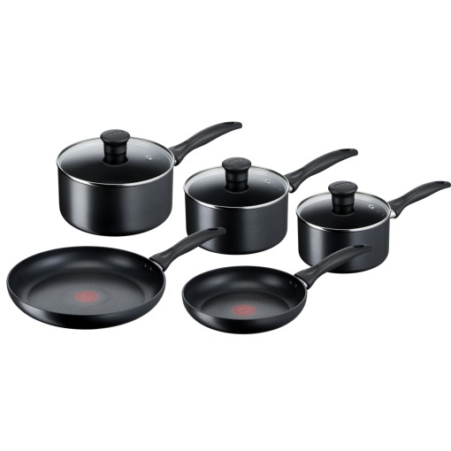 Set vase de gatit Tefal G155S54 5 piese antiaderent compatibil inductie negru