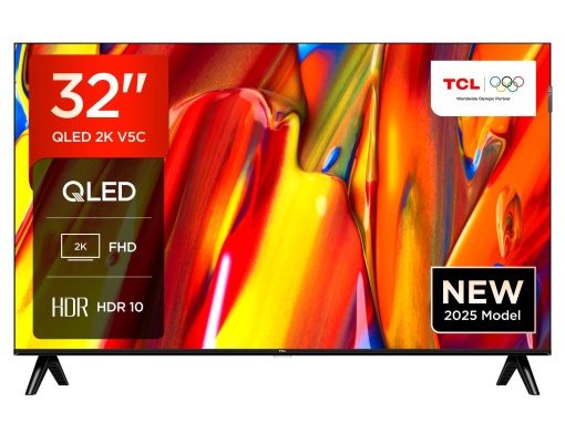 TCL 32V5C - Televizor LED Smart QLED Direct Full HD de 32" cu Android TV si HDR - Compatibil cu Google Cast si Google Home, design subtire
