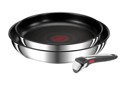 Tefal L97490 Set de tigai Ingenio Preference On 3 piese | stivuibile | Acoperire antiaderenta | Potrivit pentru inductie | Indicator de temperatura Thermo-Signal | Negru/Otel inoxidabil, mare