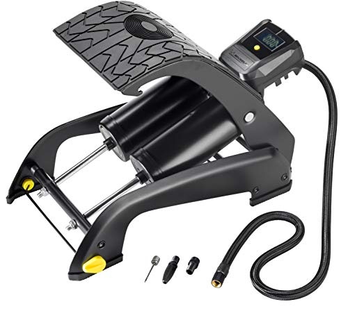 Umflare MICHELIN cu 2 cilindri cu manometru digital - Precis pana la 7 bari, ideal pentru anvelope auto si biciclete, bile si multe altele, banda de rulare antiderapanta, calitate robusta, inclusiv adaptor