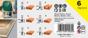 Accesorii Bosch 6 buc. Set de freze din carbura (pentru lemn, tija O 6 mm, masina de frezat accesorii) - Img 4