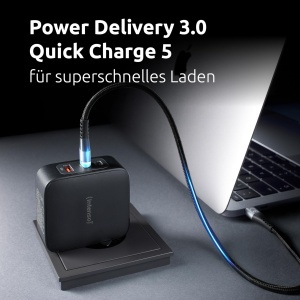 Adaptoare de alimentare Intenso 100W GaN cu 3 porturi, USB-C, negru - Img 6