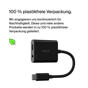 Adaptor audio si de incarcare Belkin RockStar, 3,5 mm USB-C, 60 W, negru - Img 6