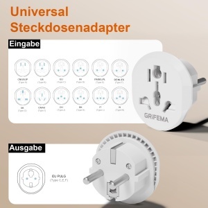 Adaptor de calatorie GRIFEMA GD605, 2 buc, 4000W, universal - Img 3
