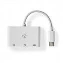 Adaptor Multi-Port Nedis USB 2.0, USB-C si USB-A, 480 Mbps, Alb - Img 3