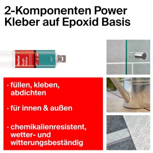 Adhesiv 2 componente fischer Kraftkleber 25 ml, transparent, rezistent la apa - Img 2