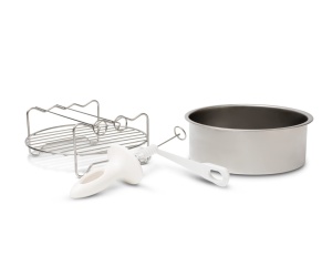 AEG AAFEK1 Kit de extensie pentru friteuza cu aer AF6 (matrita multifunctionala, gratar pentru gratar, spiralizator de legume, set de accesorii, versatil, vase diverse, usor de curatat, otel inoxidabil) - Img 1