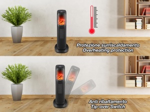 Aeroterma ceramica BEPER P203TER010 2000W telecomanda LED efect flacara Negru - Img 3