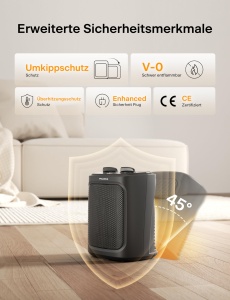 Aeroterma ceramica PELONIS Mini, 2000W, 2 trepte de incalzire, portabila - Img 5