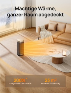 Aeroterma DREO Solaris Slim H2 2000W Termostat Digital Timer 12 ore Oscilatie 70deg Gold - Img 3