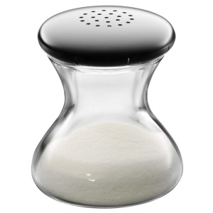 Agitator de sare WMF Wagenfeld 4,5 cm, Max si Moritz, sticla, otel inoxidabil Cromargan mat, poate fi spalat in masina de spalat vase - Img 1