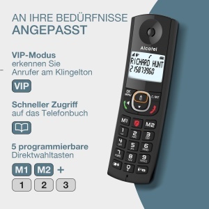 ALCATEL F530 Voice Trio - Telefon fix fara fir DECT cu robot telefonic - Afisaj mare iluminat - Difuzor - Functie de blocare a apelurilor - 2 butoane de apelare directa - 3 receptori - Negru - Img 3