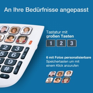 ALCATEL TMAX 10 - Telefon fix cu fir pentru seniori - Butoane mari - Functie hands-free - Indicatie vizuala pentru apelurile primite - Butoane cu fotografii - Compatibil cu aparate auditive - Alb - Img 3