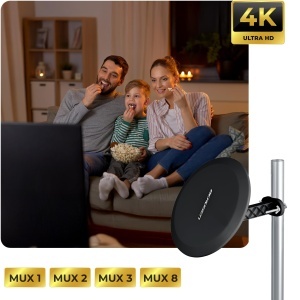 Antenna DVB-T2 Berdsen cu Amplificator 28 dB, 80 km, Neagra - Img 7