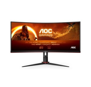 AOC Gaming CU34G2XPD - Monitor curbat WQHD de 34 inchi 180 Hz VA rapid 1 ms GTG FreeSync Premium HDR400 suport reglabil pe inaltime 3440 x 1440 HDMI D - Img 2