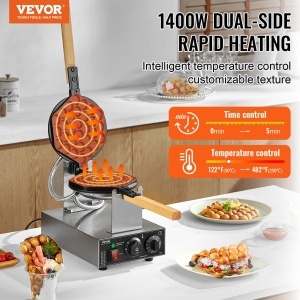 Aparat Bubble Waffle VEVOR SC-X30 1400W Inox Placa Antiaderenta Control Temperatura si Timp - Img 2