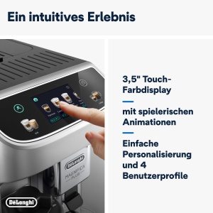 Aparat de cafea complet automat DeLonghi Magnifica Plus ECAM32270SB cu ecran color tactil mare 18 bauturi calde si reci spuma cremoasa de lapte setari - Img 7