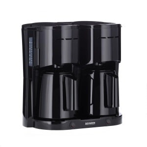 Aparat de cafea cu filtru SEVERIN Duo cu ulcior termic, aparat de cafea pentru pana la 16 cani, aparat cu filtru atractiv cu 2 ulcioare de vid, negru, KA 9315