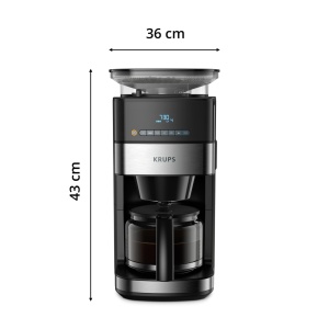 Aparat de cafea Krups KM8328 Grind Aroma cu rasnita | Cronometru de 24 de ore | Recipient de 180 g fasole | Capacitate de 1,25 L pentru pana la 15 cesti de cafea | Functie de oprire automata | 3 macinari | Negru - Img 7