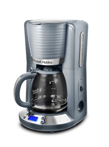 Aparat de cafea Russell Hobbs [cronometru digital, cap de dus pentru extractie si aroma optime] Inspire Grey (max 10 cani, ulcior de sticla de 1,25 l, placa de incalzire, 1100W) Filtru de cafea 24393-56