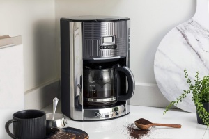 Aparat de cafea Russell Hobbs [Temporizator digital, cap de dus pentru extractie si aroma optime] Geo Stainless Steel Grey (max 12 cani, ulcior de sticla de 1,5 l, placa de incalzire, 1000W) Filtru de cafea 25270-56 - Img 5