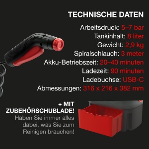 Aparat de curatare portabil Errecom Jet Gun Pro 8L Rezervor 40 min autonomie - Img 3