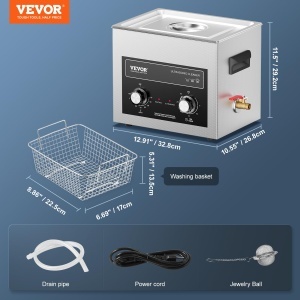 Aparat de curatat cu ultrasunete VEVOR de 10 L cu temporizator de incalzire si cos, Masina profesionala de cavitatie digitala a sunetului, masina de curatat a uneltelor de laborator de 240 W Piese metalice Carburator Alama Piese auto Piese de motor - Img 7