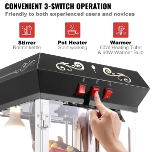 Aparat de facut popcorn VEVOR NP08001SE, 850W, capacitate 48 portii, stil cinema, negru - Img 5