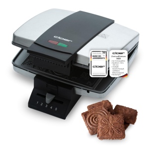 Aparat de facut vafe cu scortisoara Cloer 1431, 930 W, inox, antiaderent