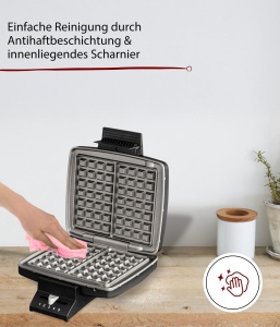 Aparat de facut waffles Cloer 1440, 2 Waffeln, 930 W, negru - Img 4