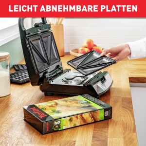 Aparat de gatit Tefal Snack Collection SW853D, 2 placi, antiaderente, negruinox - Img 5