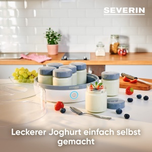 Aparat de iaurt SEVERIN, aparat de iaurt cu afisaj de timp pentru prepararea iaurtului de casa si vegan, contine 7 borcane de iaurt cu capac de sticla, JG 3518 - Img 3