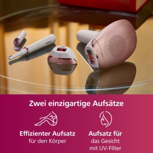 Aparat de indepartare a parului Philips Lumea IPL seria 7000 - Dispozitiv de indepartare a parului cu aparat de tuns compact satinat, 2 accesorii pentru corp si fata (model BRI921/00) - Img 4
