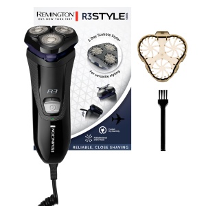 Aparat de ras electric Remington pentru barbati [aparat de ras uscat] R3 (aparat de tuns la retea, masina de tuns detalii confortabile + aparat de tuns par lung + accesoriu pentru barba de 3 zile) Aparat de ras rotativ R3002