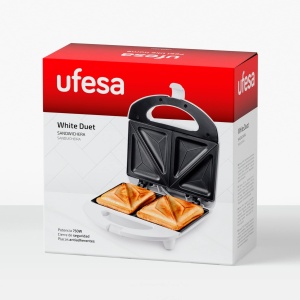 Aparat de sandvisuri Ufesa SW7862 750 W, farfurii antiaderente, etansare perfecta, 2 sandvisuri, fara BPA, alb, exclusiv - Img 4