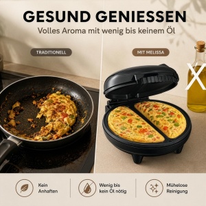 Aparat pentru omelete Melissa 16250086, 750W, 2 omelete, negru - Img 2
