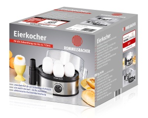 Aparat pentru oua ROMMELSBACHER ER 400 - pentru 1-7 oua, grad de duritate reglabil, monitorizare electronica a timpului de gatit, comutator pornit/oprit, ton de semnal la sfarsitul timpului de gatit, carcasa din otel inoxidabil, 400 wati - Img 7