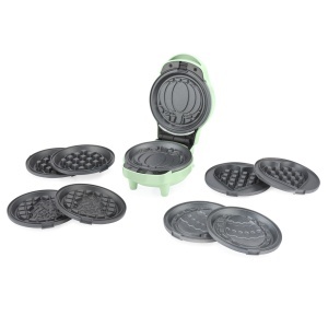 Aparat pentru vafe Giles Posner Mini-Waffeleisen, 5-in-1, placi detasabile, pastelor verde
