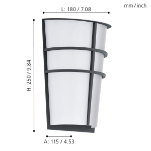 Aplica de perete LED Eglo Breganzo, 2 surse, IP44, antracit, design modern - Img 6