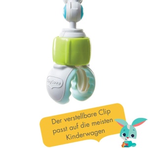 Arc de joaca Tiny Love Sunny Stroll cu jucarie interactiva cu zornaitoare, utilizabil de la 0 M +, cu cleme universale flexibile potrivite pentru majoritatea carucioarelor, Meadow Days - Img 2