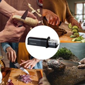 Ascutitor de cutite Fiskars Roll-Sharp, ceramic, negru, 15 x 6 cm - Img 3